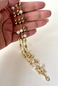 Jewel Treatzz Adorable Everyday Wear 3 Line Gold Plated & Gold Beads Fashion Bracelet