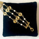Jewel Treatzz Adorable Everyday Wear 3 Line Gold Plated Pearl Long Chain Fashion Bracelet
