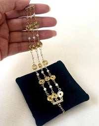 Jewel Treatzz Adorable Everyday Wear 3 Line Gold Plated Pearl Long Chain Fashion Bracelet