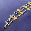 Jewel Treatzz Adorable Everyday Wear 3 Line Gold Plated Pearl Long Chain Fashion Bracelet
