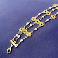 Jewel Treatzz Adorable Everyday Wear 3 Line Gold Plated Pearl Long Chain Fashion Bracelet