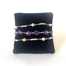 Jewel Treatzz Beautiful & Dainty Everyday Wear 3 Line Amethyst & Pearls Gold Plated Fashion Bracelet  
