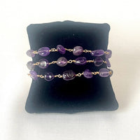 Jewel Treatzz Beautiful Everyday Wear Gold Plated 3 Line Amethyst Bracelet  