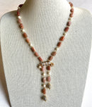 Jewel Treatzz Elegant Agate Beaded, Pearls & Gold Plated Split Necklace Atteched With Kundan Pendant