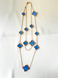 Jewel Treatzz Gold Plated Blue Clover Flower Layered Necklace