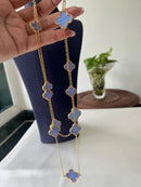 Jewel Treatzz Gold Plated Blue Clover Flower Layered Necklace