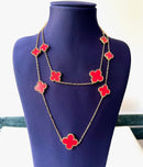 Jewel Treatzz Gold Plated Red Clover Flower Layered Necklace 