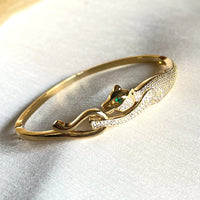 Jewel Treatzz Gorgeous Gold Plated Panthar Bracelet With Paved CZ's 