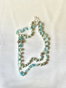 Jewel Treatzz Layered Necklace With Aqua Agates Sliver Pearls & Daimond Balls