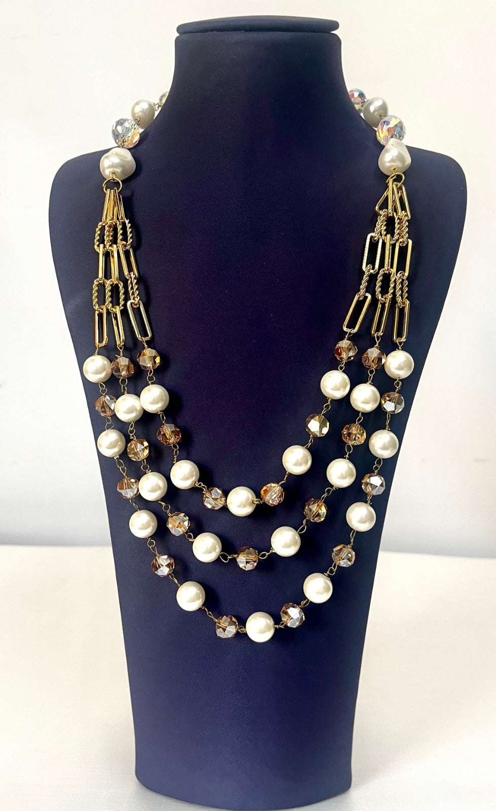 Jewel Treatzz Pearls & Briolette Beads 3 Layered Partywear Elegant Necklace