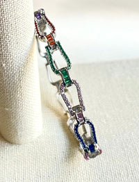 Jewel Treatzz Rainbow Color Stone In Pave Setting OPenbale Bracelet  
