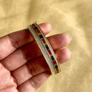 Jewel Treatzz Rainbow Color Stone With CZ's In Pave Setting & Gold Plated Openable Bracelet
