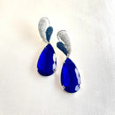Jewel Treatzz Rhodim Plated, Pear Shaped Blue Shapphire Doublet Stone & Cubic Zirconia's Dangler Earrings