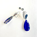 Jewel Treatzz Rhodim Plated, Pear Shaped Blue Shapphire Doublet Stone & Cubic Zirconia's Dangler Earrings