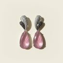 Jewel Treatzz Rhodium Plated, Rose Smoky Quartz & Cubic Zirconia's Dangler Earrings