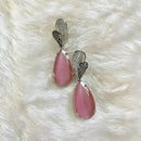 Jewel Treatzz Rhodium Plated, Rose Smoky Quartz & Cubic Zirconia's Dangler Earrings