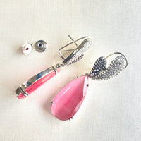 Jewel Treatzz Rhodium Plated, Rose Smoky Quartz & Cubic Zirconia's Dangler Earrings