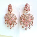 Jewel Treatzz Statement Chandelier Rose Gold Plated Earrings With Rose Quartz & CZ Stone