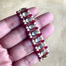 Jewel Treatzz Strecthable Ruby, Pearls G Uncut Polki Kundan Gold Plated Bracelet