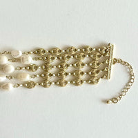 Jewel Treatzz Stunning Gold Plated 5 Line Shell Pearls Link Chain Statement Bracelet