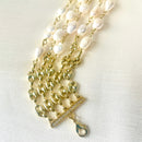 Jewel Treatzz Stunning Gold Plated 5 Line Shell Pearls Link Chain Statement Bracelet