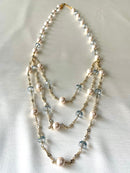 Jewel Treatzz Triple Layered Pearls, Aqua Beads Gold Plated Party Necklace