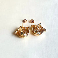 Jewel Treatzz Tulip Flower Stud Earrings Gold Plated With Green Enamel, Big Pear Shaped Uncut Polki Kundan Stone Bordered With CZ Stone