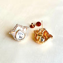 Jewel Treatzz Tulip Flower Stud Earrings Gold Plated With White Enamel, Big Pear Shaped Uncut Polki Kundan Stone Bordered With CZ Stone