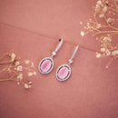 Jewel Treatzz Rhodium Plated, Pear Shaped Emerald Doublet Stone & Cubic Zirconia's Dangler Earrings (Pack of 10)