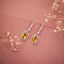 Jewel Treatzz Rhodium Plated, Pear Shaped Emerald Doublet Stone & Cubic Zirconia's Dangler Earrings (Pack of 10)