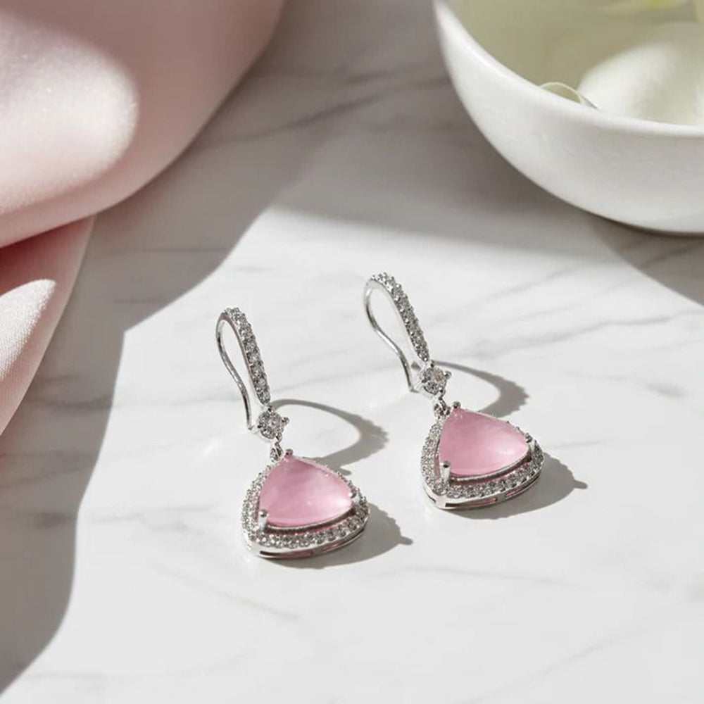 Jewel Treatzz Elegant Triangle Hook American Daimond Dangler Earrings  (Pack of  10)