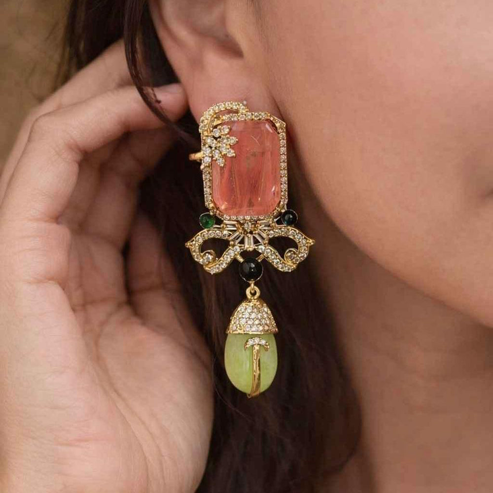 Jewel Treatzz Luxury Finish Gemstone Push Back Dangle Earrings