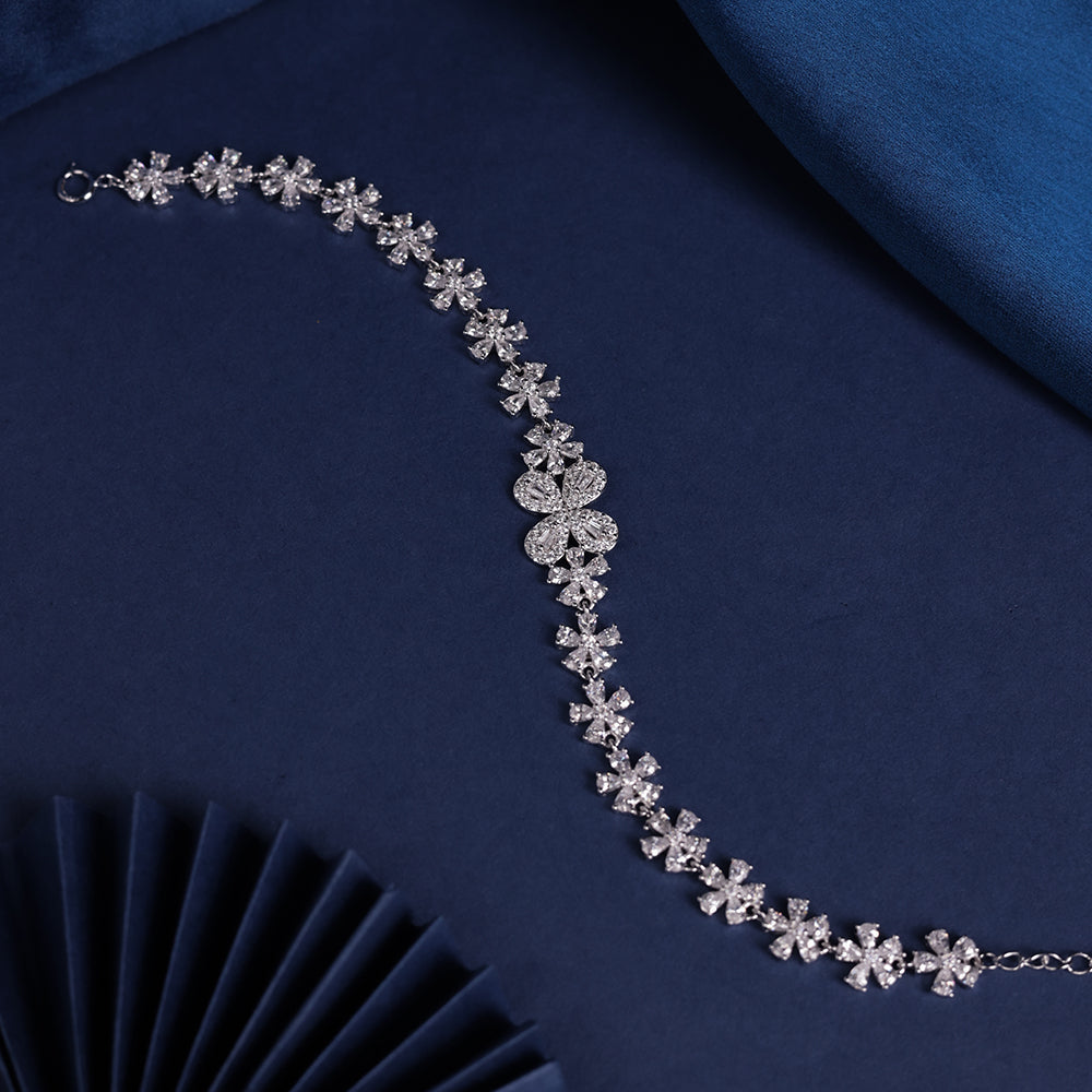 AllWell Jewellery American Diamond Crimson Garden 925 Sterling Silver Bracelet