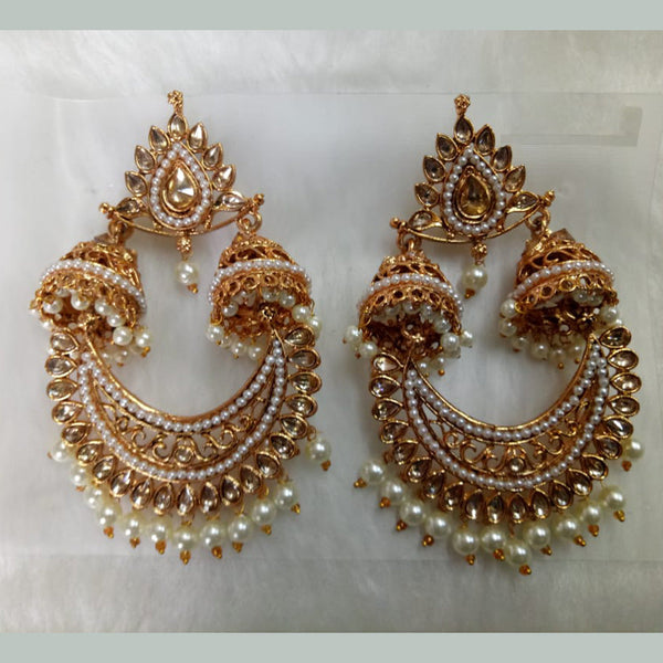 Khushboo Jewellers Gold Plated Crystal Stone And Pearl Dangler Earrings