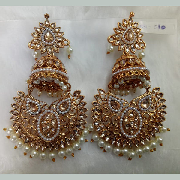 Khushboo Jewellers Gold Plated Crystal Stone And Pearl Dangler Earrings