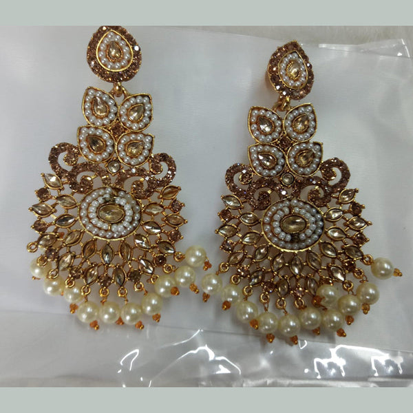 Khushboo Jewellers Gold Plated Crystal Stone And Pearl Dangler Earrings