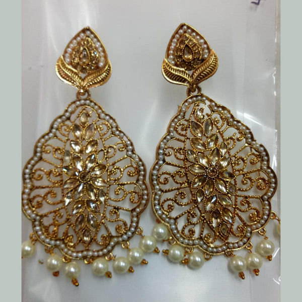 Khushboo Jewellers Gold Plated Crystal Stone And Pearl Dangler Earrings