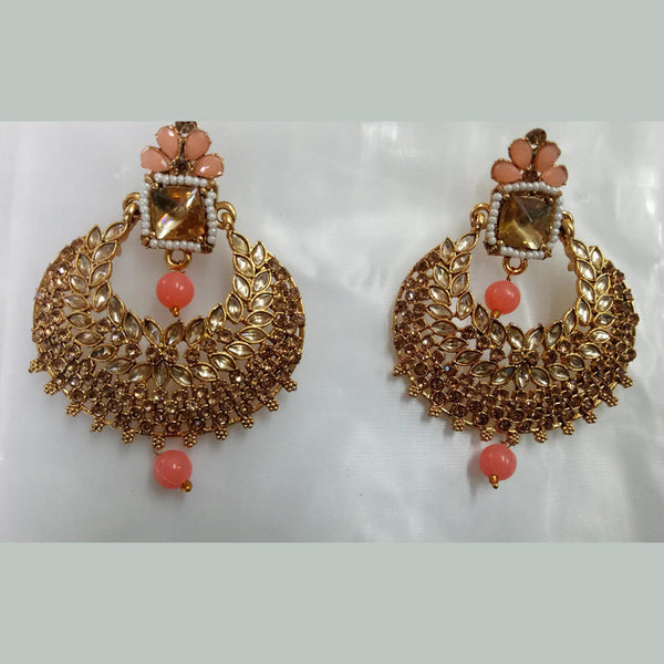 Khushboo Jewellers Gold Plated Crystal Stone And Beads  Dangler Earrings