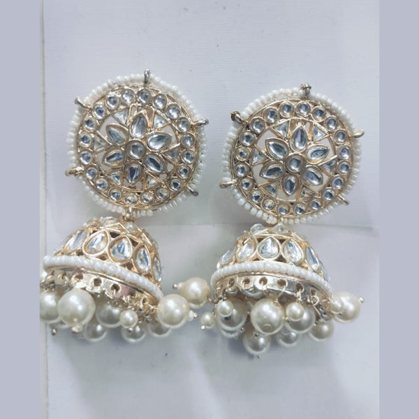 Khushboo Jewellers Gold Plated Pearl And Kundan Jhumki Earrings