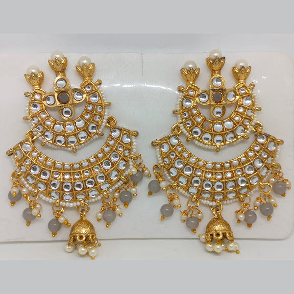 Khushboo Jewellers Gold Plated Kundan Stone And Pearls Dangler Earrings