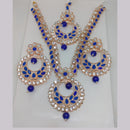 Khushboo Jewellers Premium Crystal And Pearl Wedding Necklace Set with Maangtikka