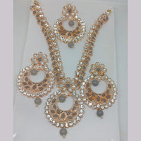 Khushboo Jewellers Premium Crystal And Pearl Wedding Necklace Set with Maangtikka