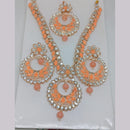 Khushboo Jewellers Premium Crystal And Pearl Wedding Necklace Set with Maangtikka