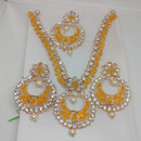 Khushboo Jewellers Premium Crystal And Pearl Wedding Necklace Set with Maangtikka