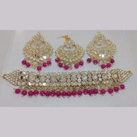 Khushboo Jewellery Elegant Mirror And Beads Statement Choker Necklace Set