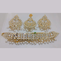 Khushboo Jewellery Elegant Mirror And Beads Statement Choker Necklace Set