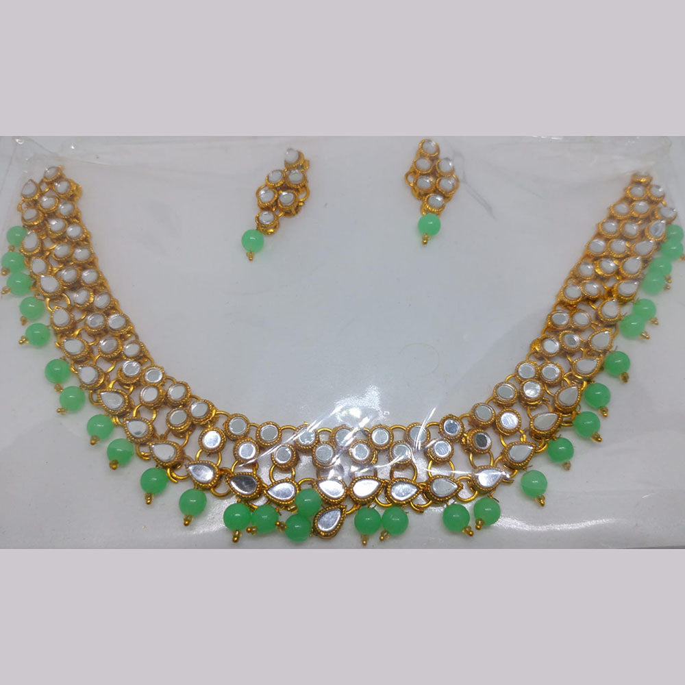 Khushboo Jewellery Elegant Kundan and Beads Necklace Set For Wedding Wear