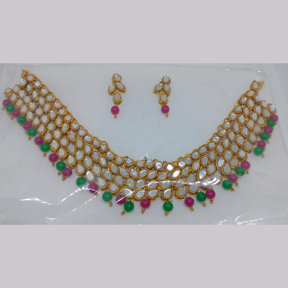 Khushboo Jewellery Beautiful Mirror And Beads Necklace Set For Wedding Wear