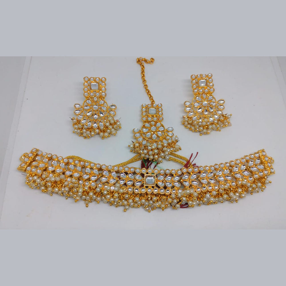 Khushboo Jewellers Premium Kundan & Pearl Necklace Set for Weddings & Parties