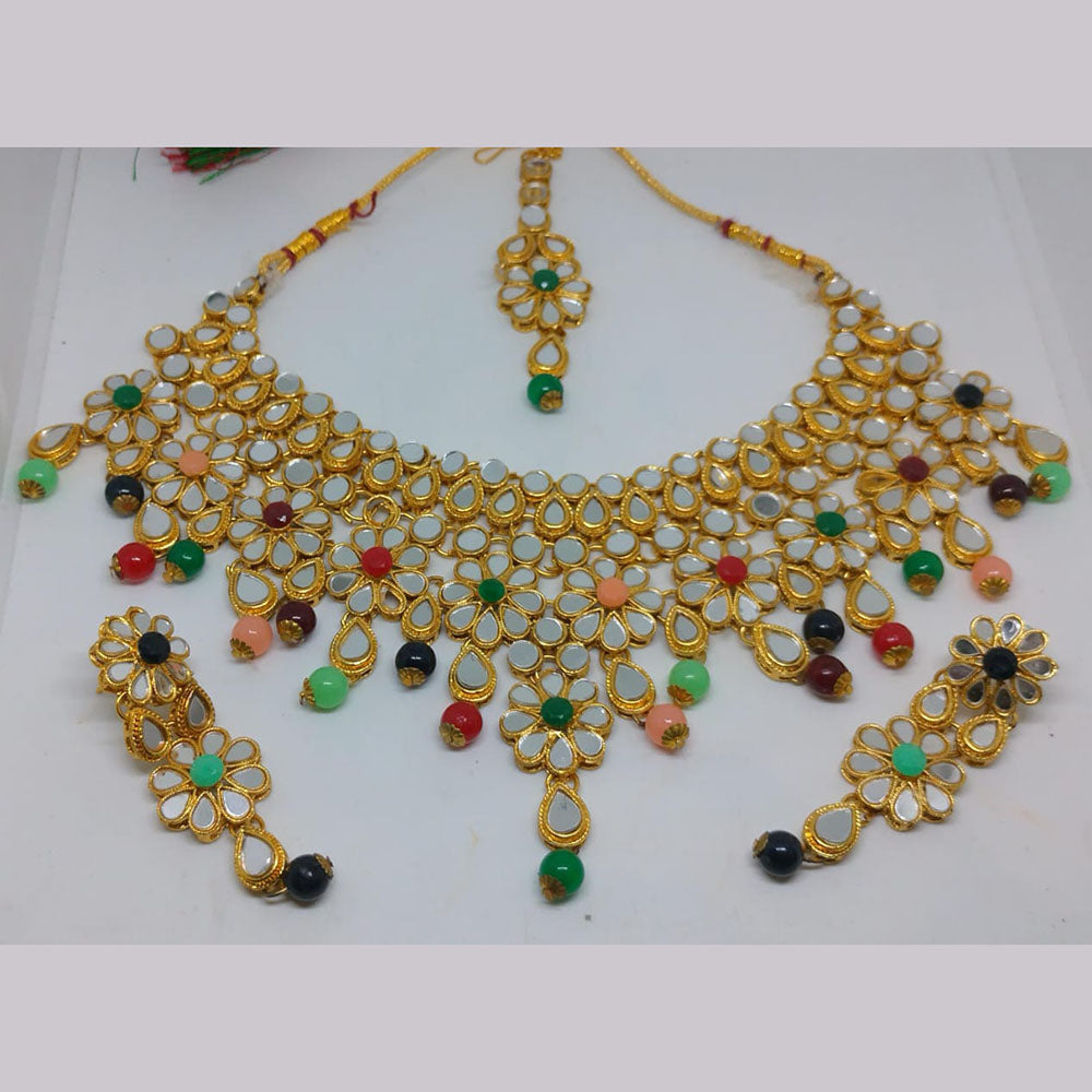 Khushboo Jewellery Beautiful Mirror And Beads Necklace Set For Wedding Wear